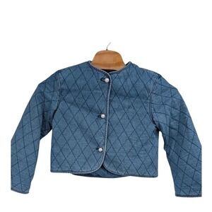 Kate Spade New York x Target Quilted Denim Jacket Cropped Button Front Women XS